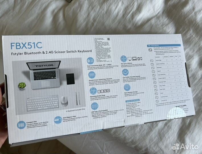 Клавиатура беспроводная A4Tech Fstyler FBX51C