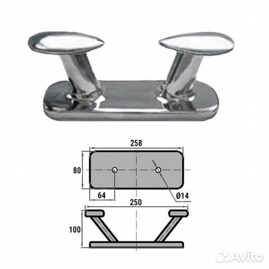 Кнехт двойной 250х100мм aisi316 0601-0110 CIM