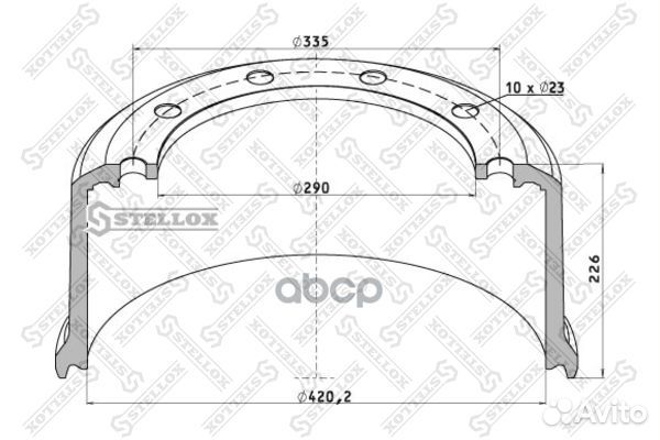 Торм.барабан 420x180/184 H227 d290/335 n10x23