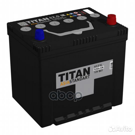 Аккумулятор titan asia standart 62 А/ч Обратная R+