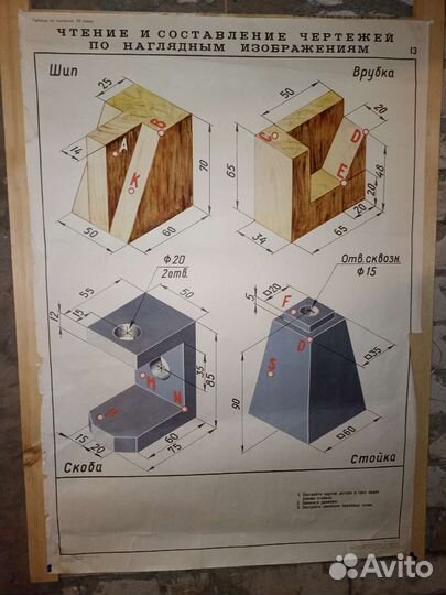 Школьные учебные плакаты по черчению СССР