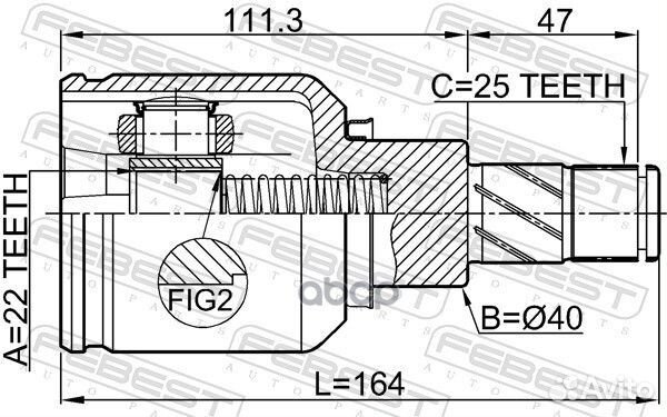 ШРУС внутренний левый 22X39.7X26 подходит для