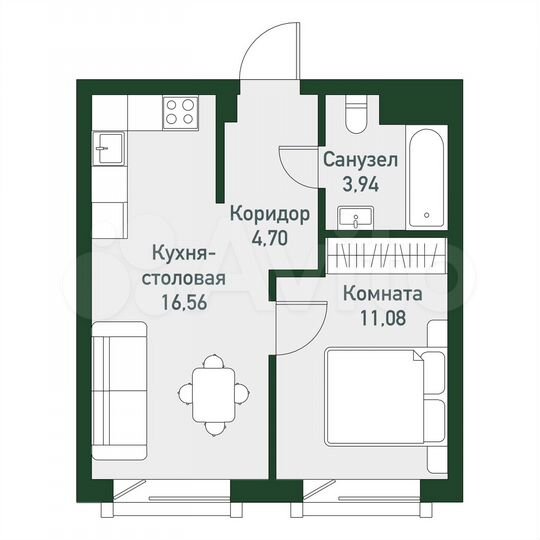 1-к. квартира, 36,3 м², 2/3 эт.