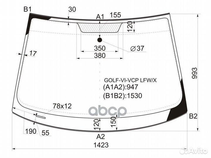 Стекло лобовое volkswagen golf V 3/5D HBK 05-08