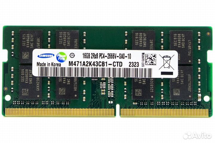 Новый sodimm DDR4 Samsung 16GB 2666 мгц DR124