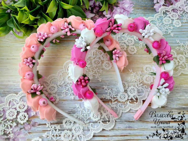 Ободок (обруч) с цветами