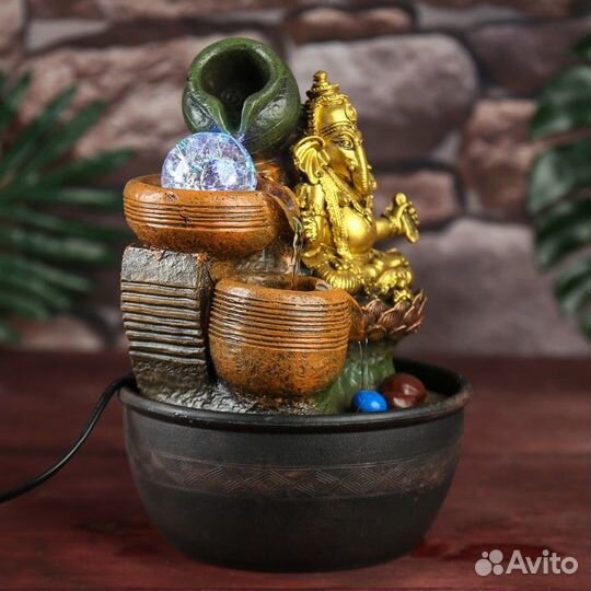 Фонтан настольный от сети 'Ганеша у водопада с кув