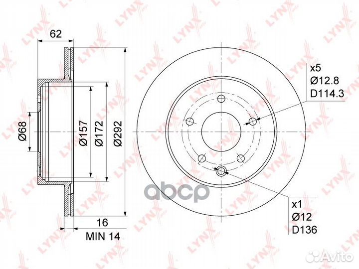 Диск тормозной зад BN1117 lynxauto