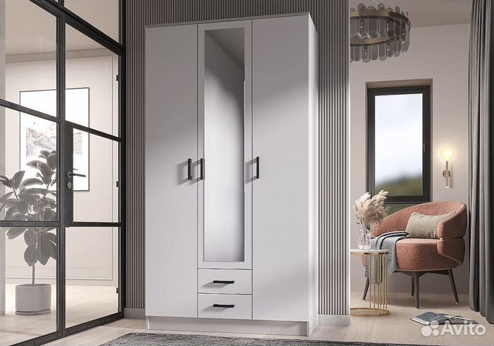 Шкаф Трио Белый гладкий