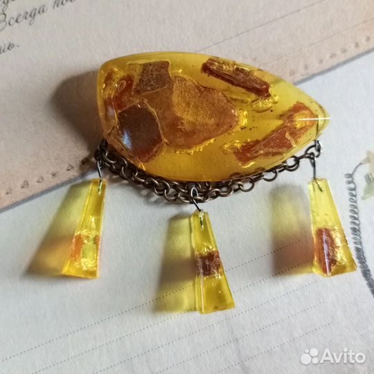 Брошь Янтарь в желе СССР Калининград