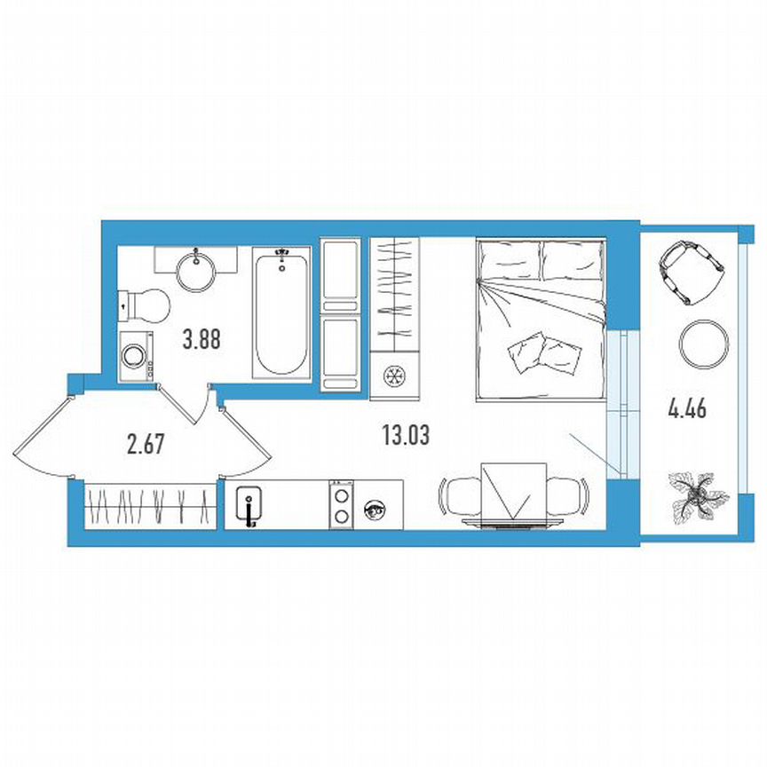 Квартира-студия, 20 м², 11/18 эт.