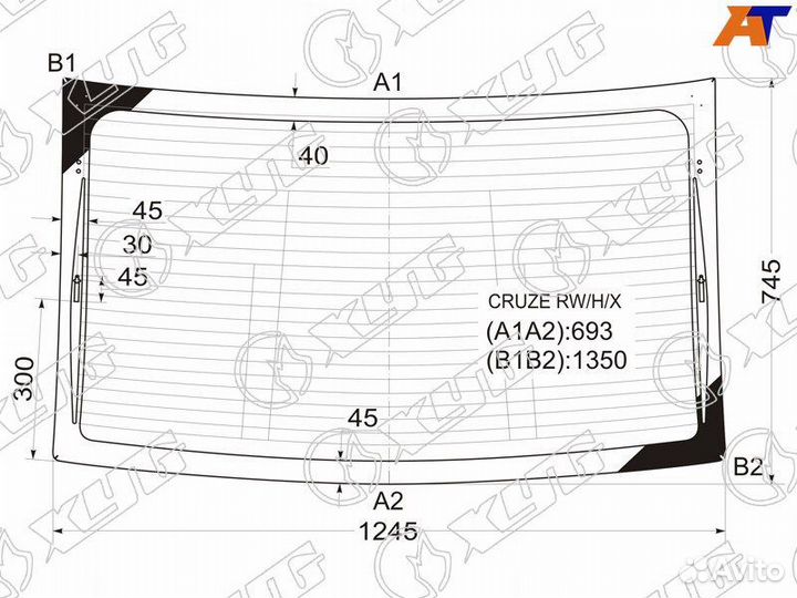Стекло заднее Chevrolet Cruze