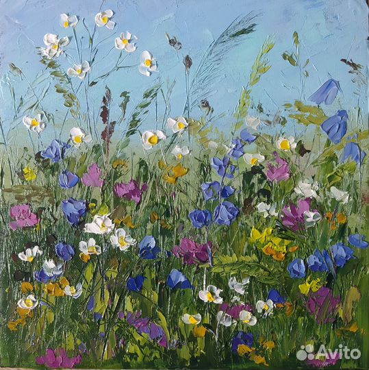 Картина маслом Полевые цветы Бронь