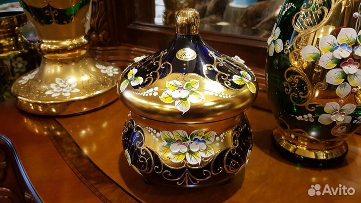 Ваза кофетница Богемия. Смальта