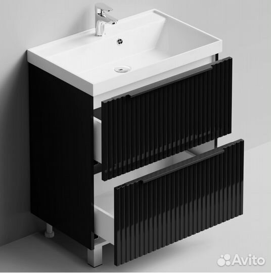 Тумба с раковиной Дольчи 70см напольный, черный