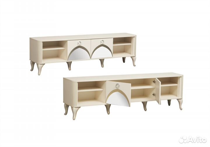 Тумба под тв с зеркальными вставками