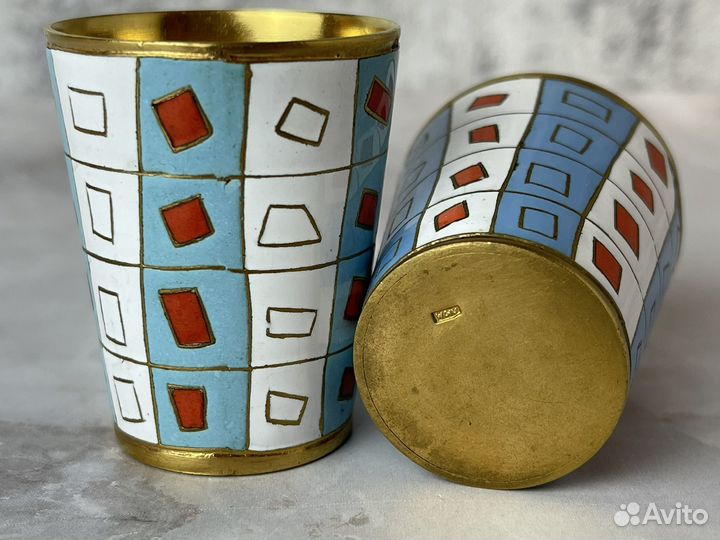 Стопка эмаль латунь золочение СССР люм