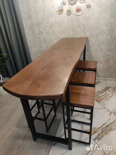 Барный стол и стулья дуб