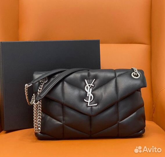 Сумка пуффер Saint Laurent YSL фурнитура серебро