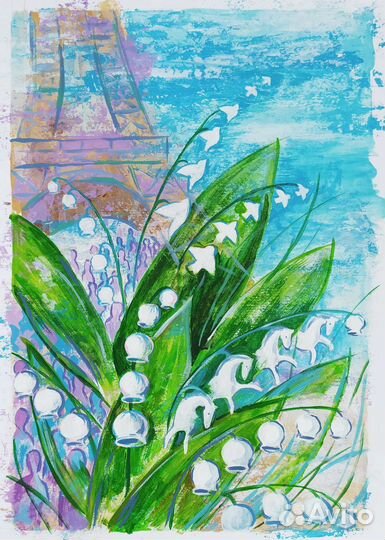 Картина разные природа пейзаж акварель акрил