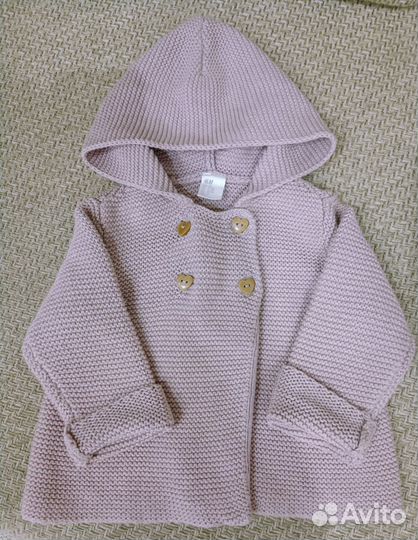 Кардиган для девочки с капюшоном H&M HM 80 размер