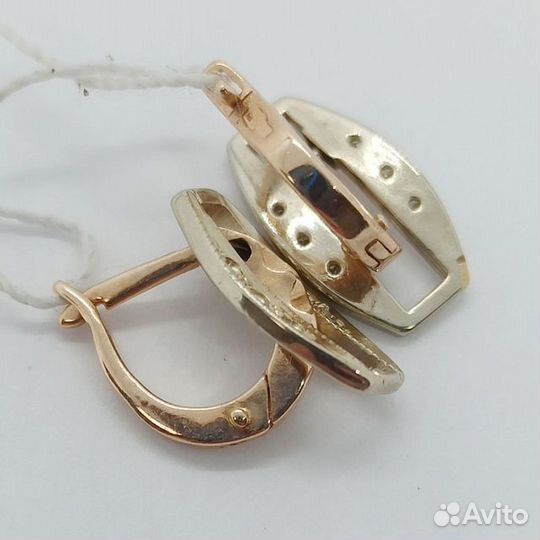 Серьги с синтетическим камнем Золото