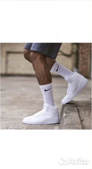 Носки белые высокие мужские женские из хлопка Nike