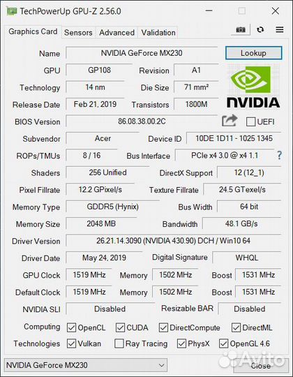 Acer aspire a315 55g