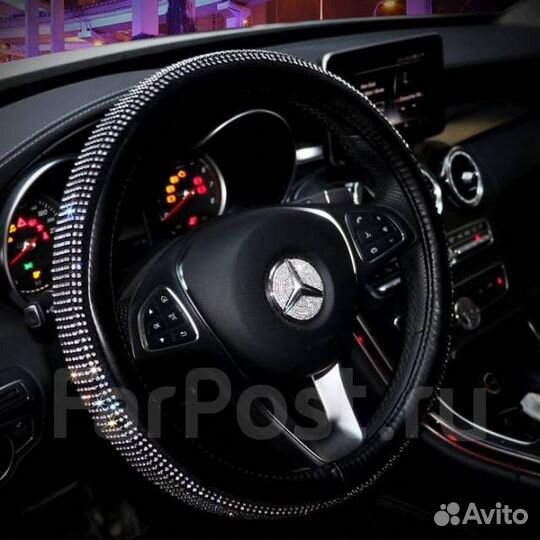 Оплётка стразы на руль, чехол со стразами, подарки
