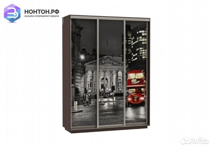 Шкаф-купе Нонтон 3-дверный венге / ночной Лондон