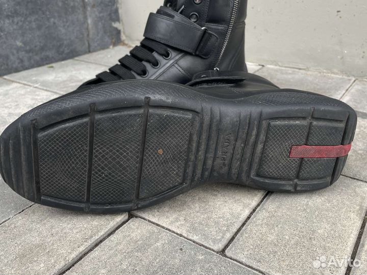 Ботинки Prada high Trainers 4T 2789 7 кожаные