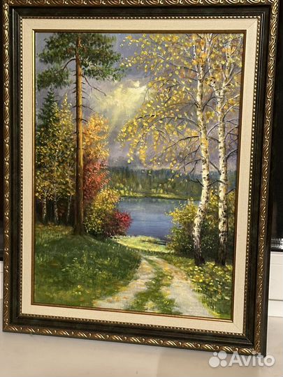 Картина маслом на холсте пейзаж осенний