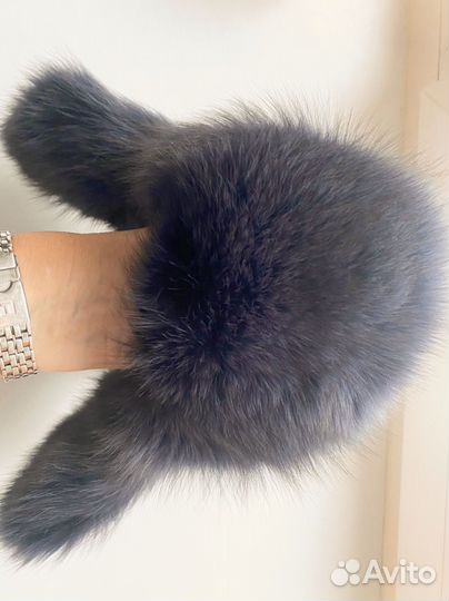 Шапка ушанка нат кожа, нат мех песца (аркт лиса)