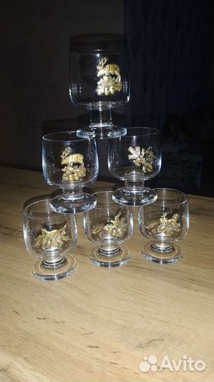 Бокалы Охота чешский хрусталь СССР
