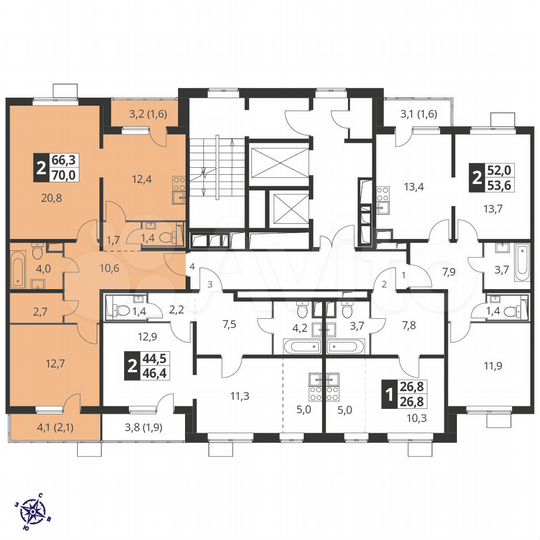 2-к. квартира, 69,7 м², 21/24 эт.