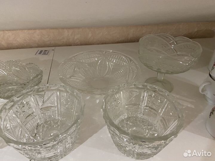 Конфетница и салатницы хрусталь