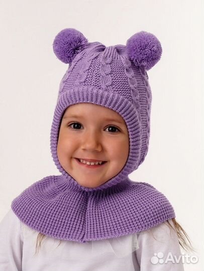 Шапка шлем для девочки 50 52 весна осень