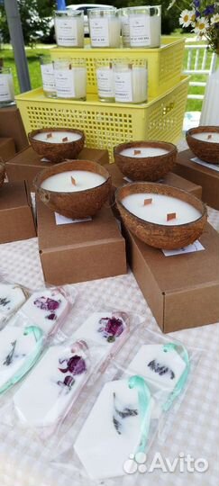 Свеча в кокосе, подарки гостям на свадьбу