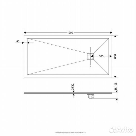 Душевой поддон Grossman Strong 1200x800x25 графит GR-S280120Q