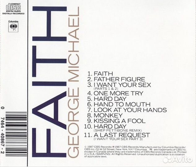 CD диск George Michael – Faith (USA)