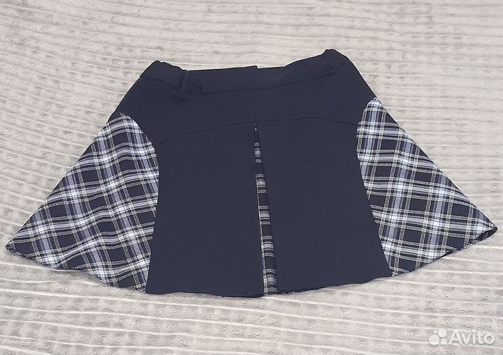 Юбка рост 122,темно синяя в клетку