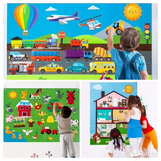 Новые большие доски-коврики (ферма, транспорт, дом