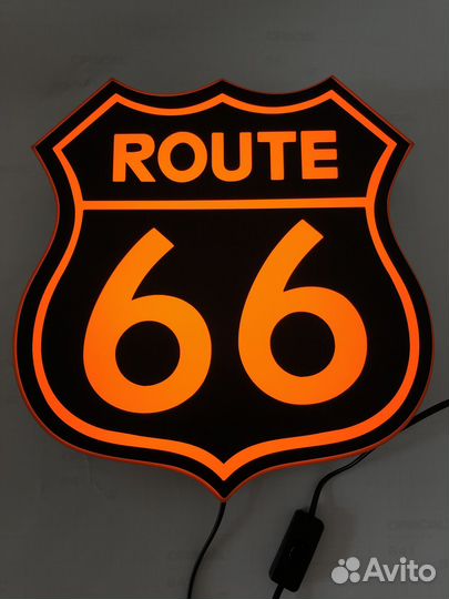 Световой логотип Route 66 в гараж или мастерскую