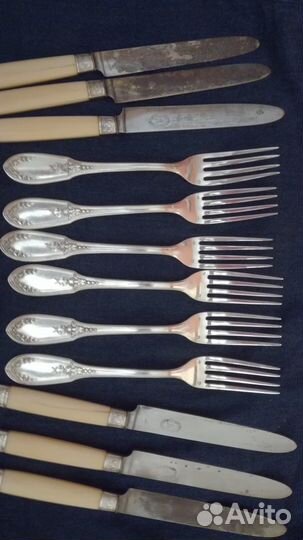 Серебро Франция 950. Ложки столовые, вилки + ножи