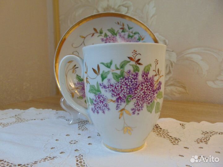 Большая Чайная пара Дулёво, бокал с блюдцем Дулёво