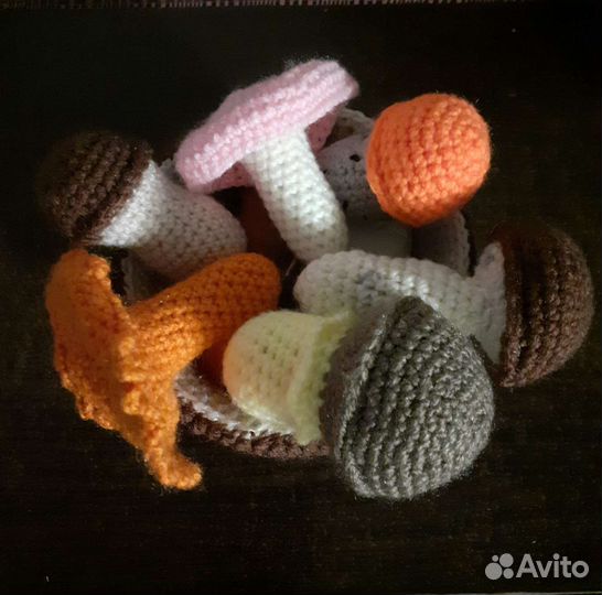 Грибы, овощи вязаные