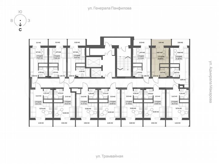 Апартаменты-студия, 18,1 м², 6/19 эт.