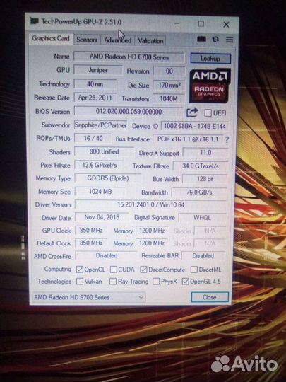 Sapphire Radeon HD 6770 1 GB DDR 5