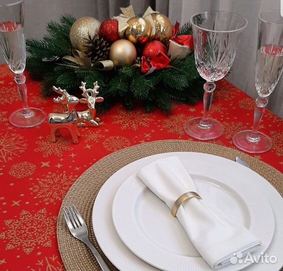 Скатерть новогодняя с водооталкивающей пропиткой