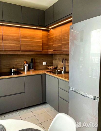 Кухня с искусственным камнем угловая